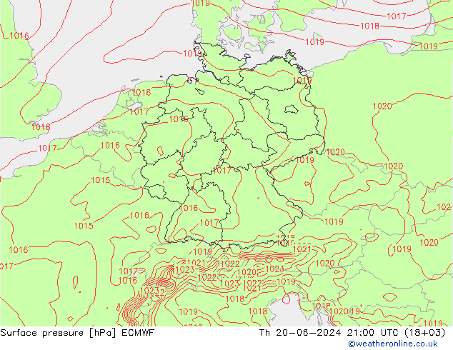 Luchtdruk (Grond) ECMWF do 20.06.2024 21 UTC