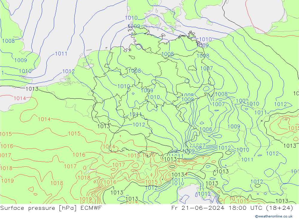 Yer basıncı ECMWF Cu 21.06.2024 18 UTC