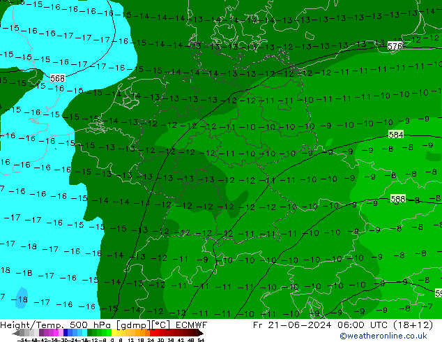 Z500/Rain (+SLP)/Z850 ECMWF 星期五 21.06.2024 06 UTC