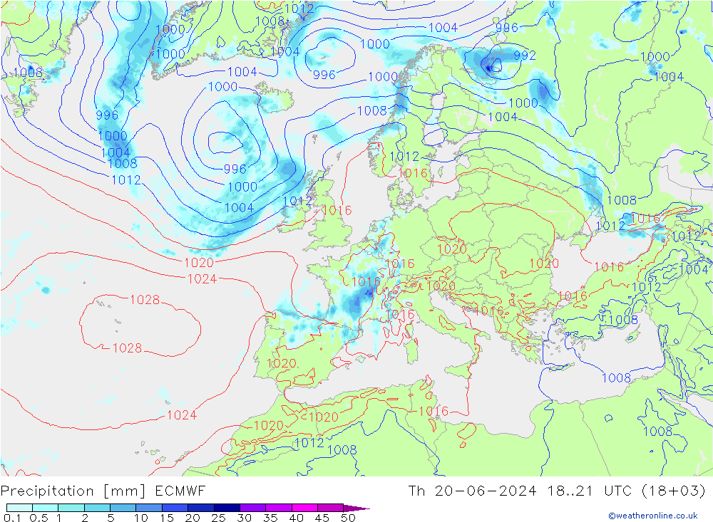 Precipitación ECMWF jue 20.06.2024 21 UTC