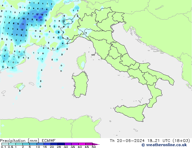 Precipitation ECMWF Th 20.06.2024 21 UTC