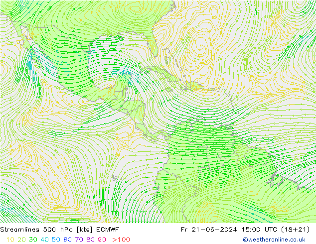 ветер 500 гПа ECMWF пт 21.06.2024 15 UTC