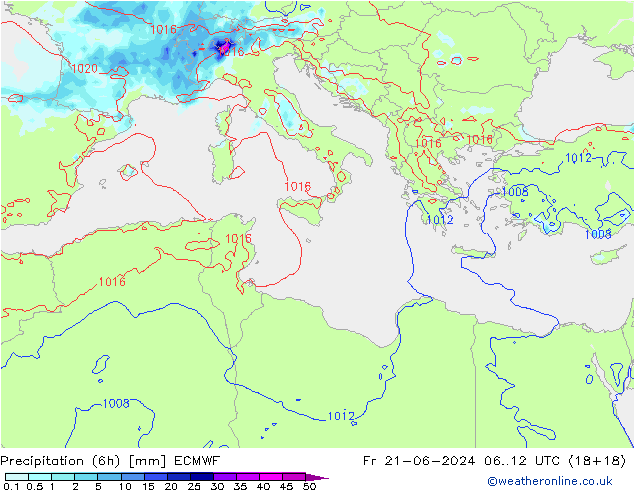 Z500/Rain (+SLP)/Z850 ECMWF ven 21.06.2024 12 UTC