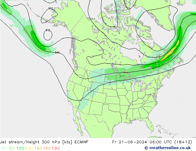 Jet stream/Height 300 hPa ECMWF Fr 21.06.2024 06 UTC