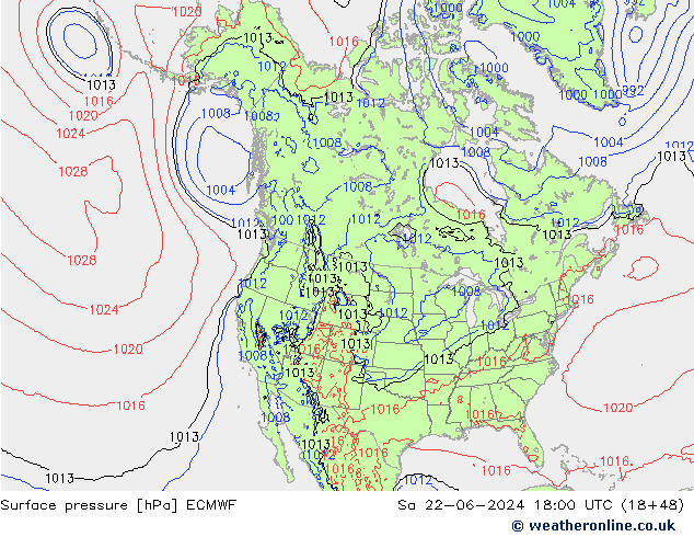 pression de l'air ECMWF sam 22.06.2024 18 UTC