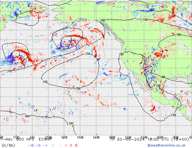 T-Adv. 850 hPa ECMWF czw. 20.06.2024 18 UTC