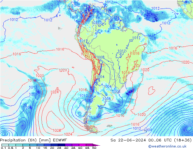 Z500/Rain (+SLP)/Z850 ECMWF Sa 22.06.2024 06 UTC