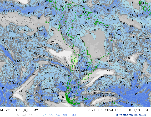 RH 850 hPa ECMWF Fr 21.06.2024 00 UTC