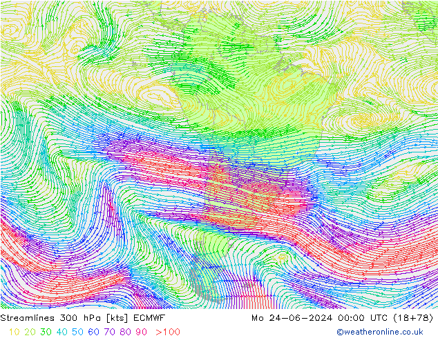 ветер 300 гПа ECMWF пн 24.06.2024 00 UTC