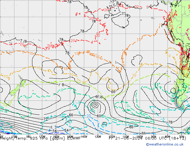 Height/Temp. 925 hPa ECMWF Fr 21.06.2024 06 UTC