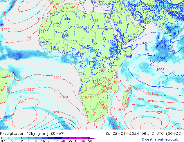 Z500/Rain (+SLP)/Z850 ECMWF so. 22.06.2024 12 UTC