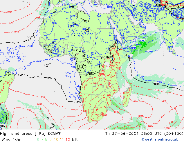 High wind areas ECMWF Th 27.06.2024 06 UTC