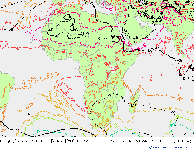 Z500/Rain (+SLP)/Z850 ECMWF Su 23.06.2024 06 UTC