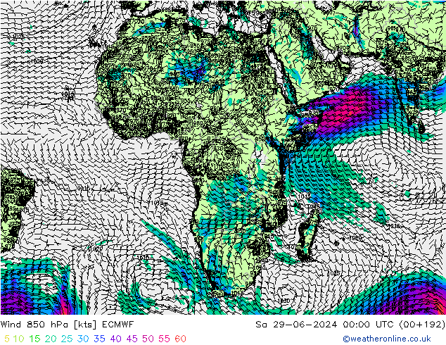 Rüzgar 850 hPa ECMWF Cts 29.06.2024 00 UTC