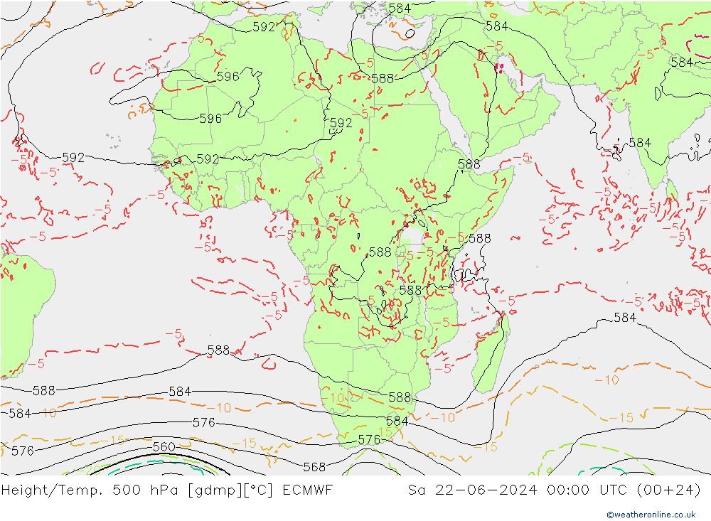 Z500/Regen(+SLP)/Z850 ECMWF za 22.06.2024 00 UTC