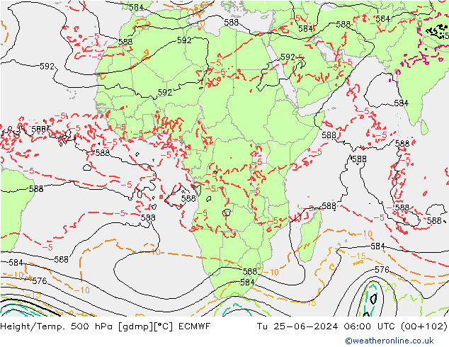 Z500/Rain (+SLP)/Z850 ECMWF mar 25.06.2024 06 UTC