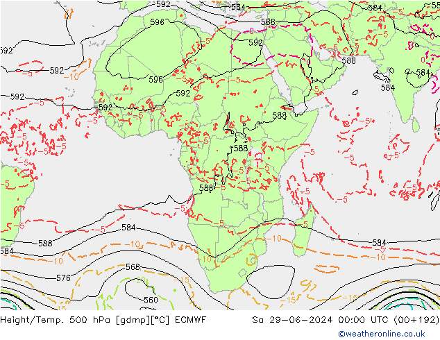 Z500/Rain (+SLP)/Z850 ECMWF Sa 29.06.2024 00 UTC