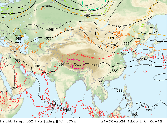 Z500/Rain (+SLP)/Z850 ECMWF ven 21.06.2024 18 UTC