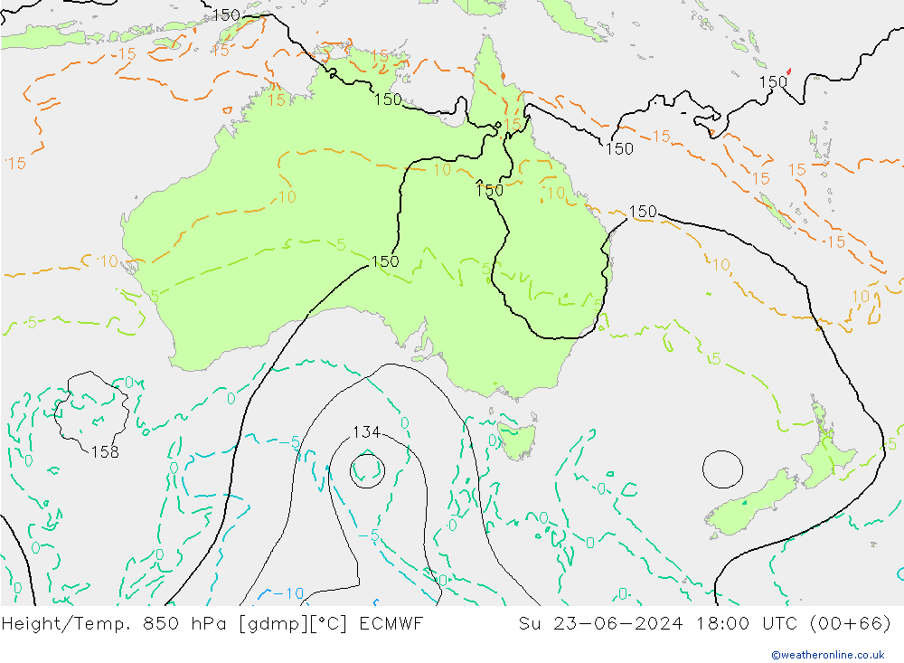 Z500/Yağmur (+YB)/Z850 ECMWF Paz 23.06.2024 18 UTC