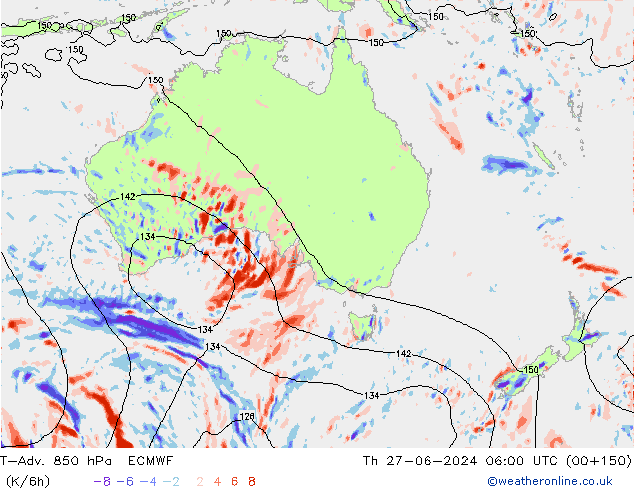 T-Adv. 850 hPa ECMWF Th 27.06.2024 06 UTC