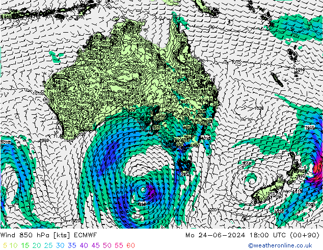 ветер 850 гПа ECMWF пн 24.06.2024 18 UTC