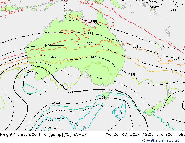 Geop./Temp. 500 hPa ECMWF mié 26.06.2024 18 UTC