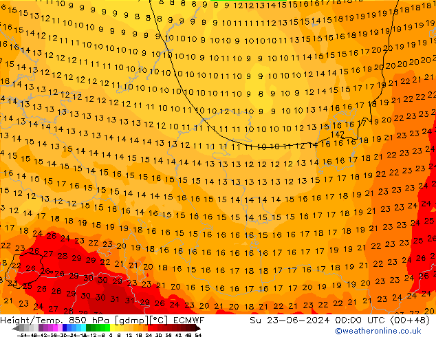 Z500/Rain (+SLP)/Z850 ECMWF dom 23.06.2024 00 UTC