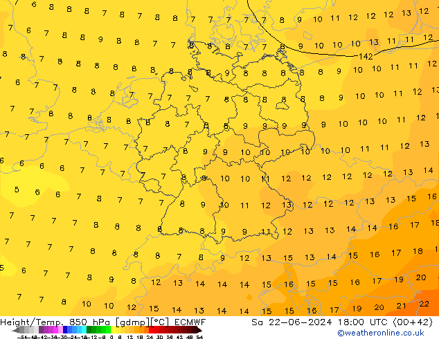 Z500/Rain (+SLP)/Z850 ECMWF so. 22.06.2024 18 UTC