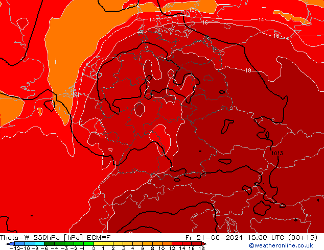 Theta-W 850hPa ECMWF ven 21.06.2024 15 UTC