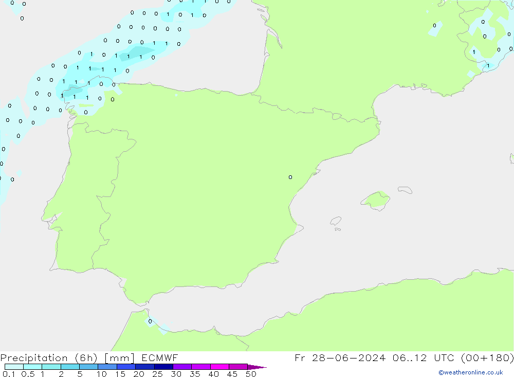 Précipitation (6h) ECMWF ven 28.06.2024 12 UTC