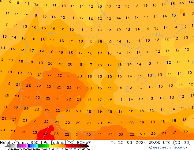 Z500/Yağmur (+YB)/Z850 ECMWF Sa 25.06.2024 00 UTC