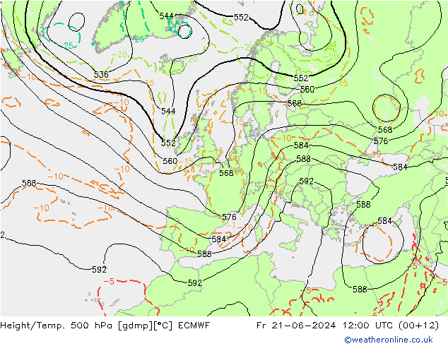 Z500/Rain (+SLP)/Z850 ECMWF Fr 21.06.2024 12 UTC