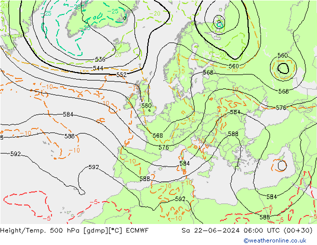 Z500/Rain (+SLP)/Z850 ECMWF sáb 22.06.2024 06 UTC