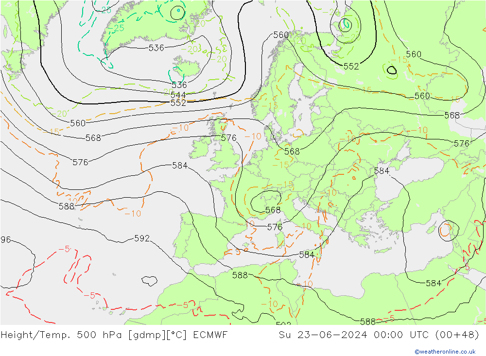 Z500/Rain (+SLP)/Z850 ECMWF Su 23.06.2024 00 UTC