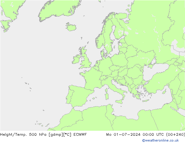 Z500/Rain (+SLP)/Z850 ECMWF pon. 01.07.2024 00 UTC