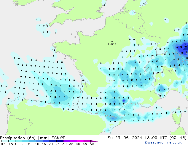 Z500/Rain (+SLP)/Z850 ECMWF dom 23.06.2024 00 UTC