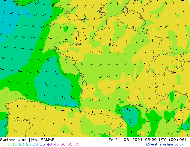 Bodenwind ECMWF Fr 21.06.2024 06 UTC