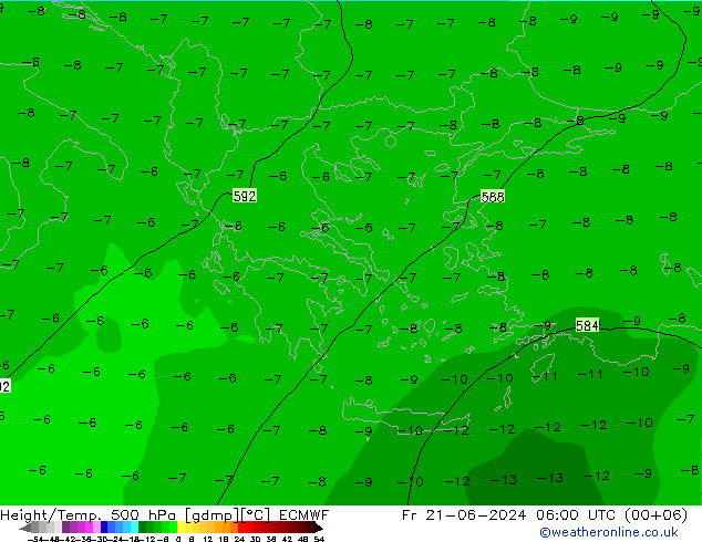 Z500/Rain (+SLP)/Z850 ECMWF Sex 21.06.2024 06 UTC