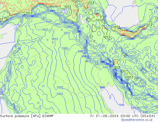 Yer basıncı ECMWF Cu 21.06.2024 03 UTC