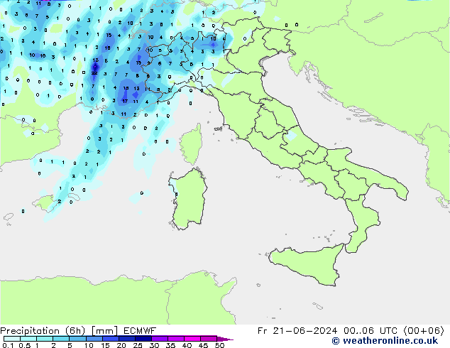 Z500/Rain (+SLP)/Z850 ECMWF vie 21.06.2024 06 UTC