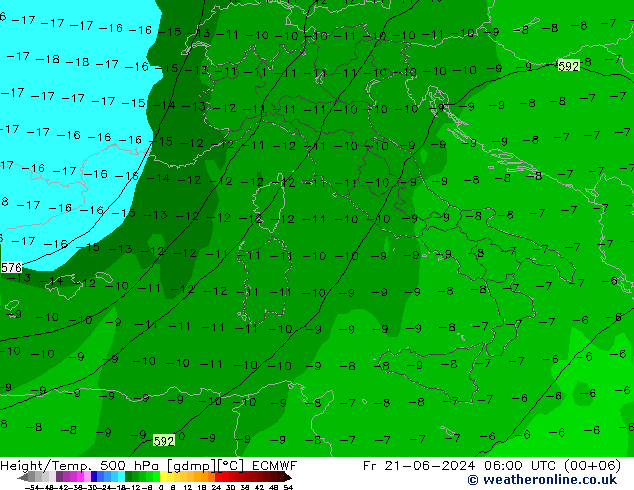 Z500/Rain (+SLP)/Z850 ECMWF vie 21.06.2024 06 UTC