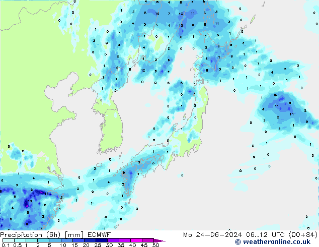 Z500/Regen(+SLP)/Z850 ECMWF ma 24.06.2024 12 UTC