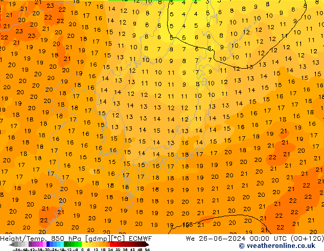 Z500/Rain (+SLP)/Z850 ECMWF  26.06.2024 00 UTC