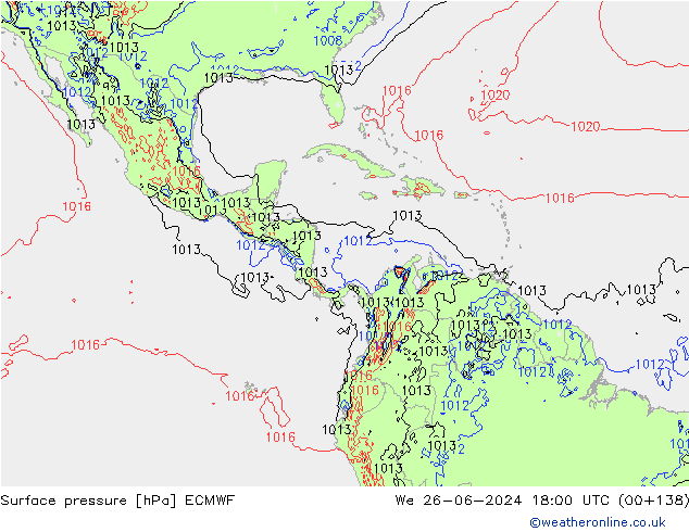 Surface pressure ECMWF We 26.06.2024 18 UTC