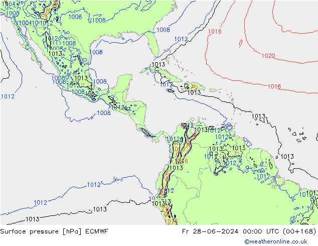 Surface pressure ECMWF Fr 28.06.2024 00 UTC