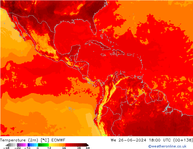 карта температуры ECMWF ср 26.06.2024 18 UTC