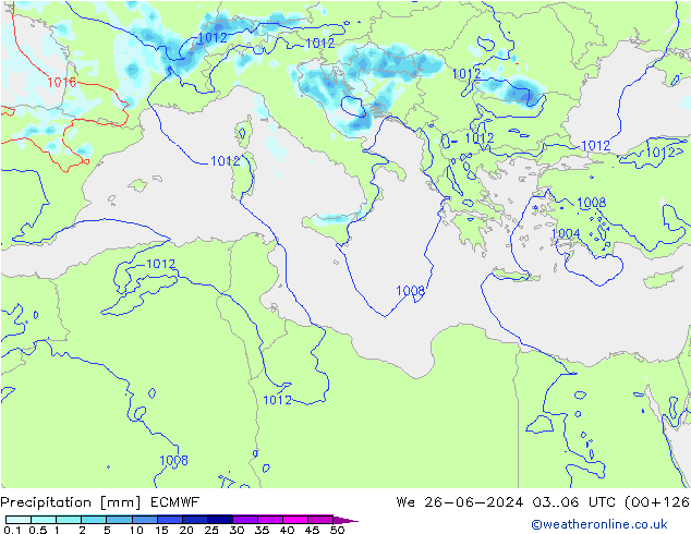 Precipitazione ECMWF mer 26.06.2024 06 UTC