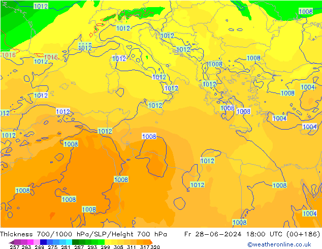 700-1000 hPa Kalınlığı ECMWF Cu 28.06.2024 18 UTC