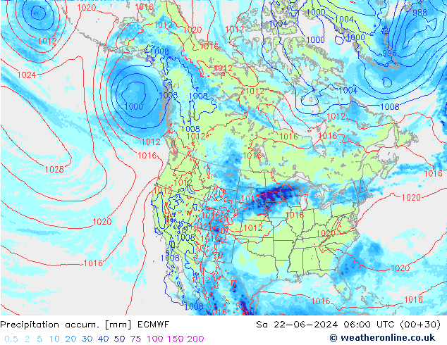 Toplam Yağış ECMWF Cts 22.06.2024 06 UTC