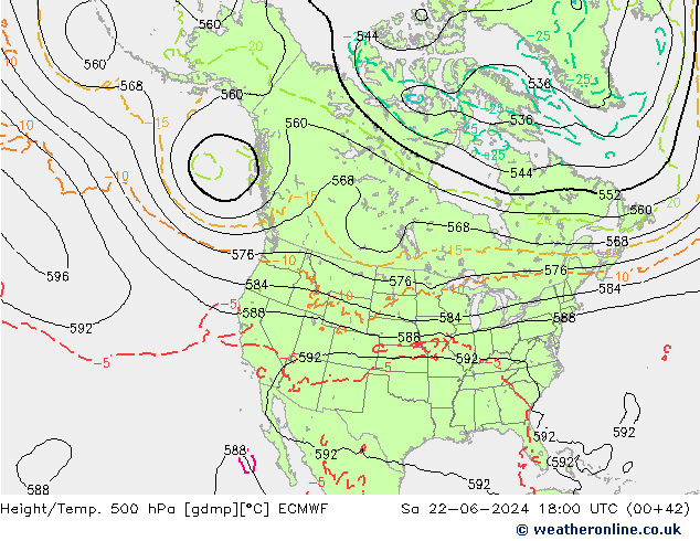 Z500/Rain (+SLP)/Z850 ECMWF Sáb 22.06.2024 18 UTC